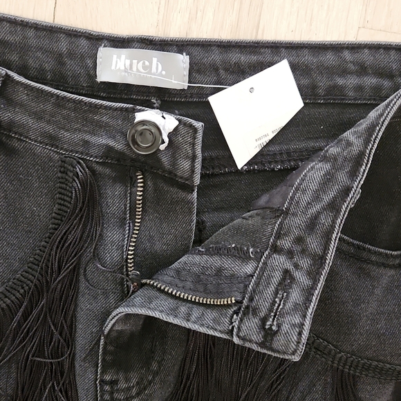 NWT Blue B Fringe Womens High Rise Straight Leg Black Denim Jeans Pants Size L - Picture 7 of 14